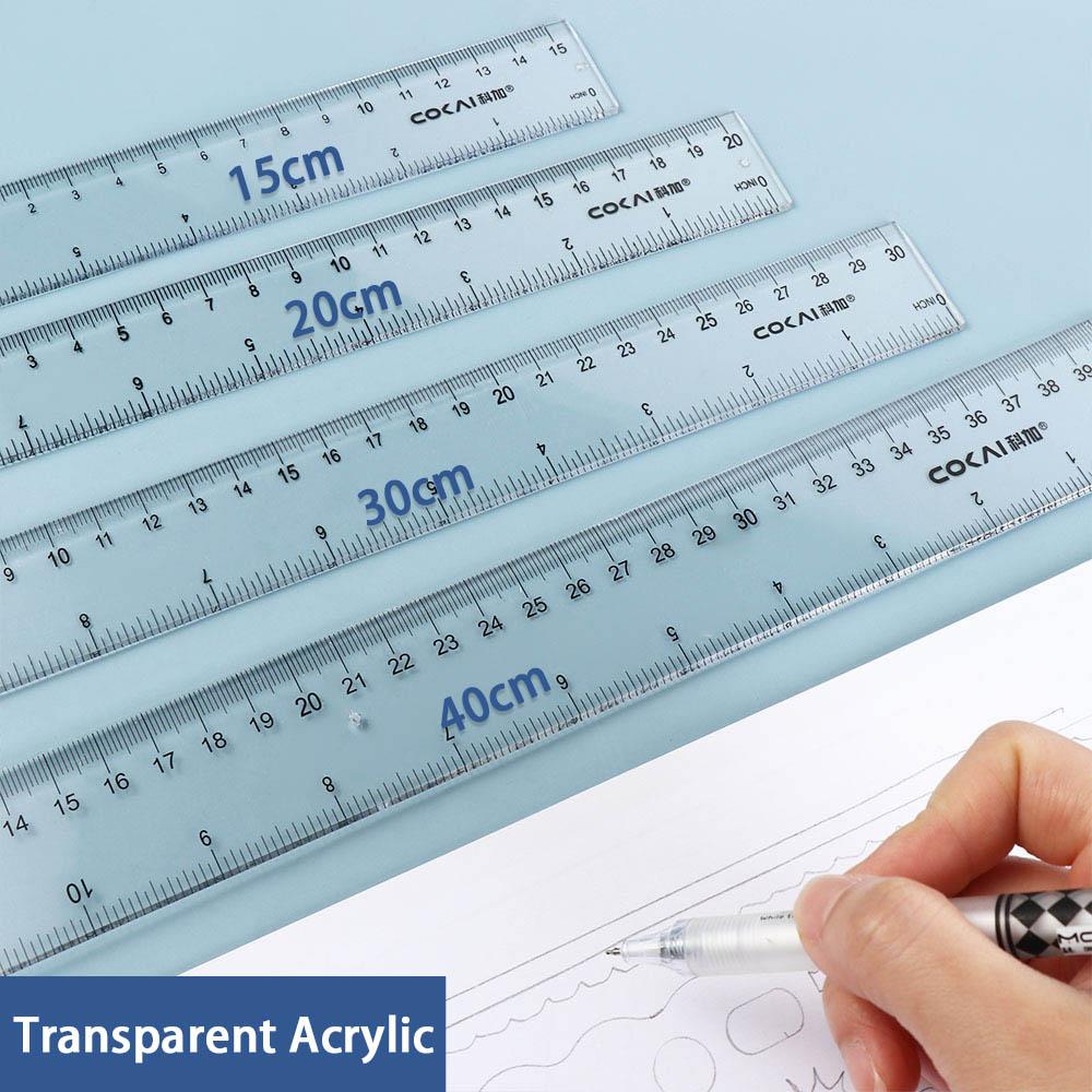 Ruler Set Transparent - 데스크 액세서리 15cm 20cm 30cm 40cm