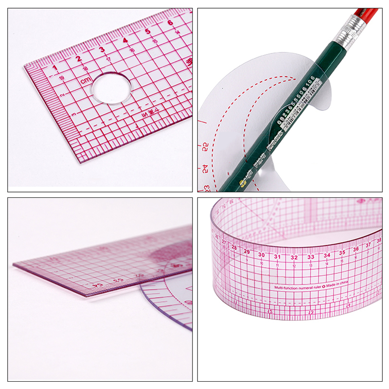 Ruler Set Transparent - 프렌치 커브 커팅 눈금자 패션 투명