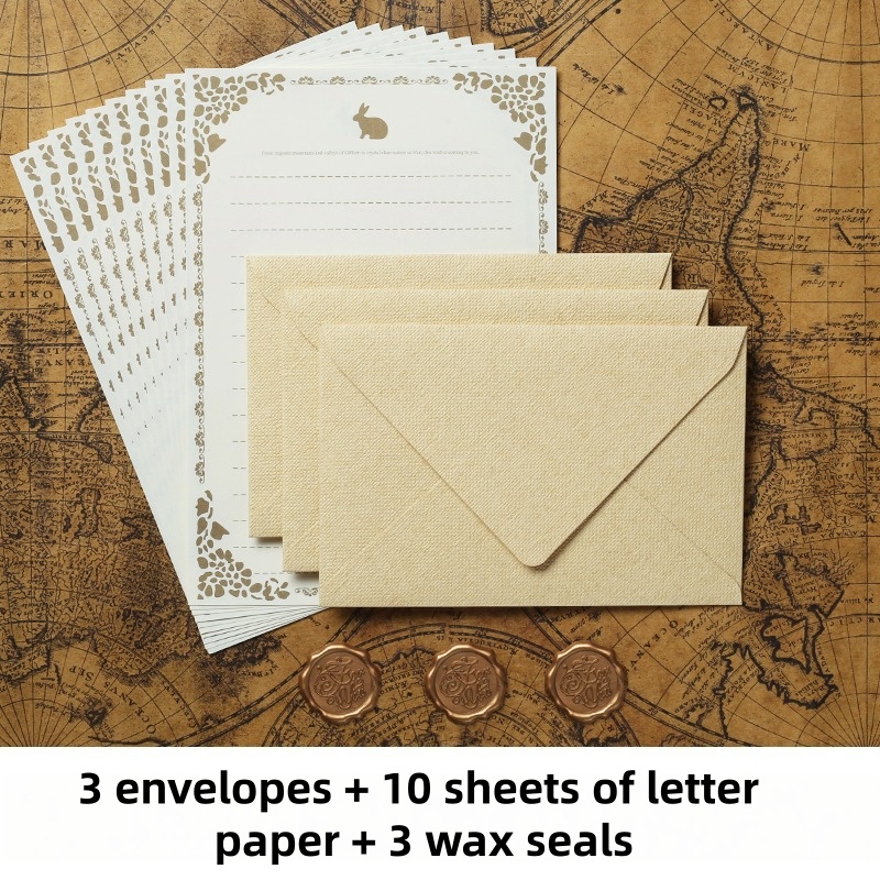 Letter Envelope Kraft - 16PCS 빈티지 리넨 봉투 고급 웨딩