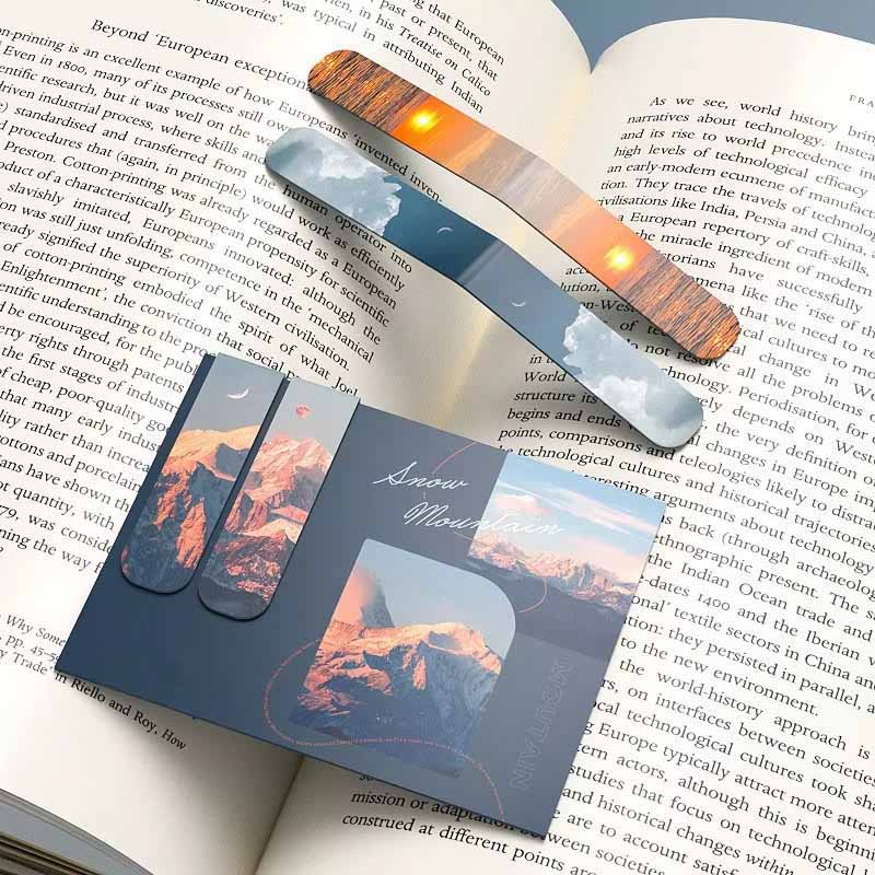 Bookmark Magnetic Clip - 2개입 풍경 테마 자석 북마크, 학생