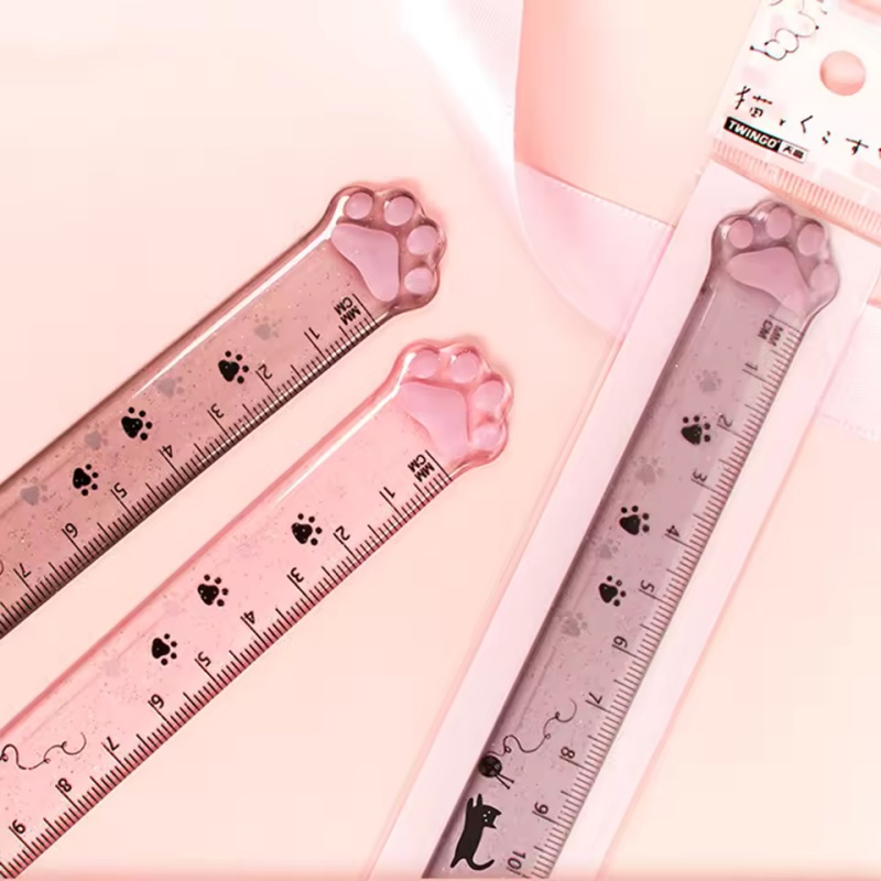 Ruler Set Transparent - 1Pcs 고양이 발 디자인 눈금자 측정