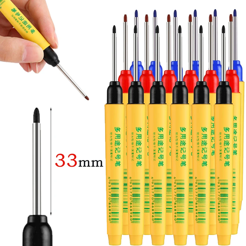 Whiteboard Marker Set - 6개/세트 33mm 레드/블루/블랙 롱헤드 마킹펜 목공