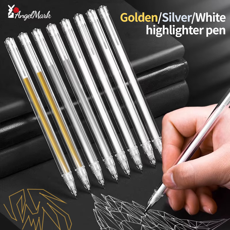 Gel Ink Pen Set - 화이트 골드 실버 클래식 하이라이트 펜