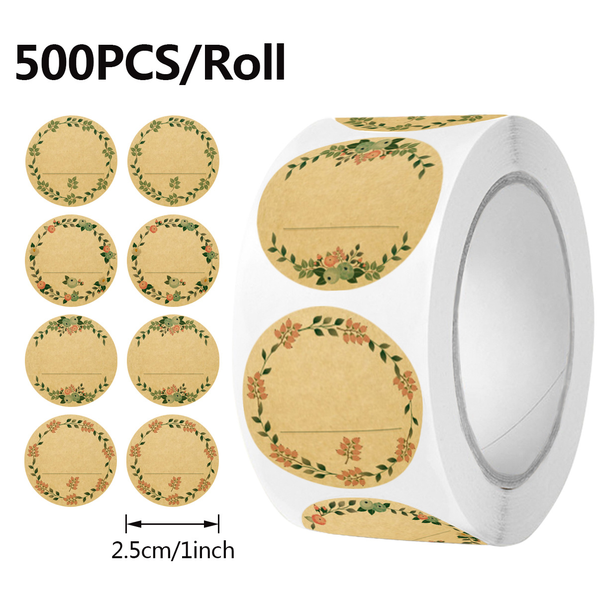Sticker Label Roll - JCAC 500개/롤 빈 필기 가능 꽃무늬