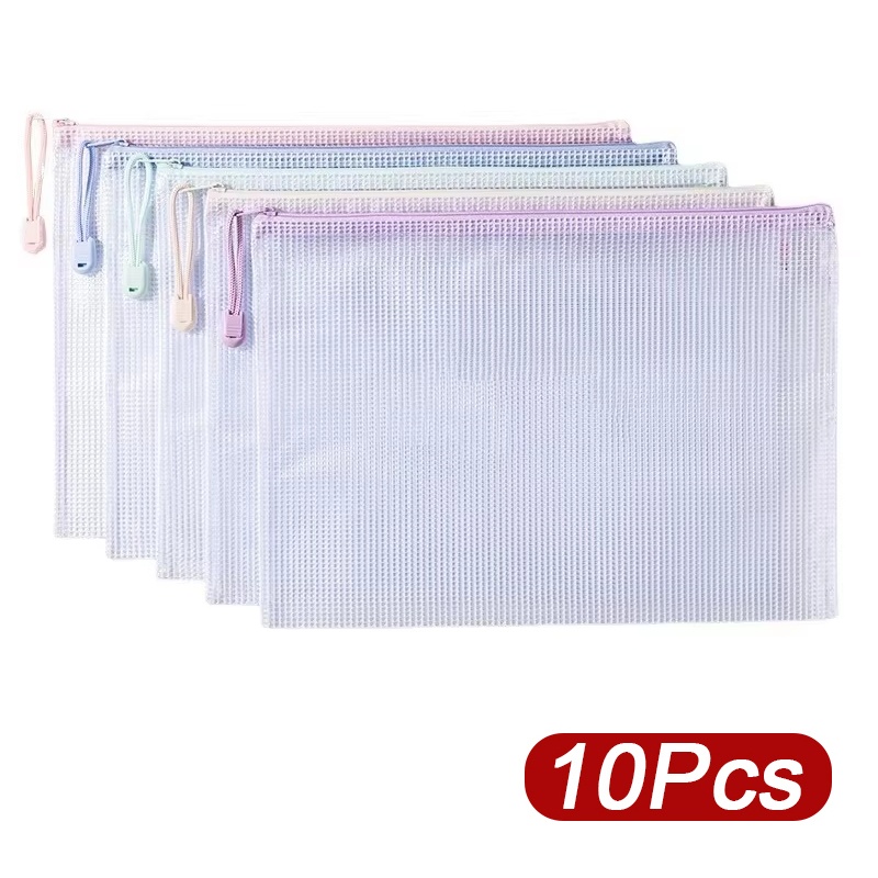 Is Stationery Office Supply - 5-30pcs 지퍼 메쉬 가방 A4/A5 플라스틱