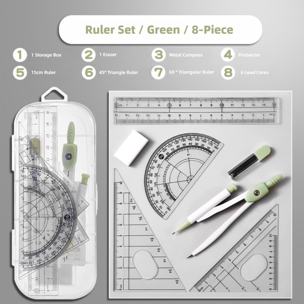 Compass Geometry Set - 8 개/대 플라스틱 눈금자 나침반 세트