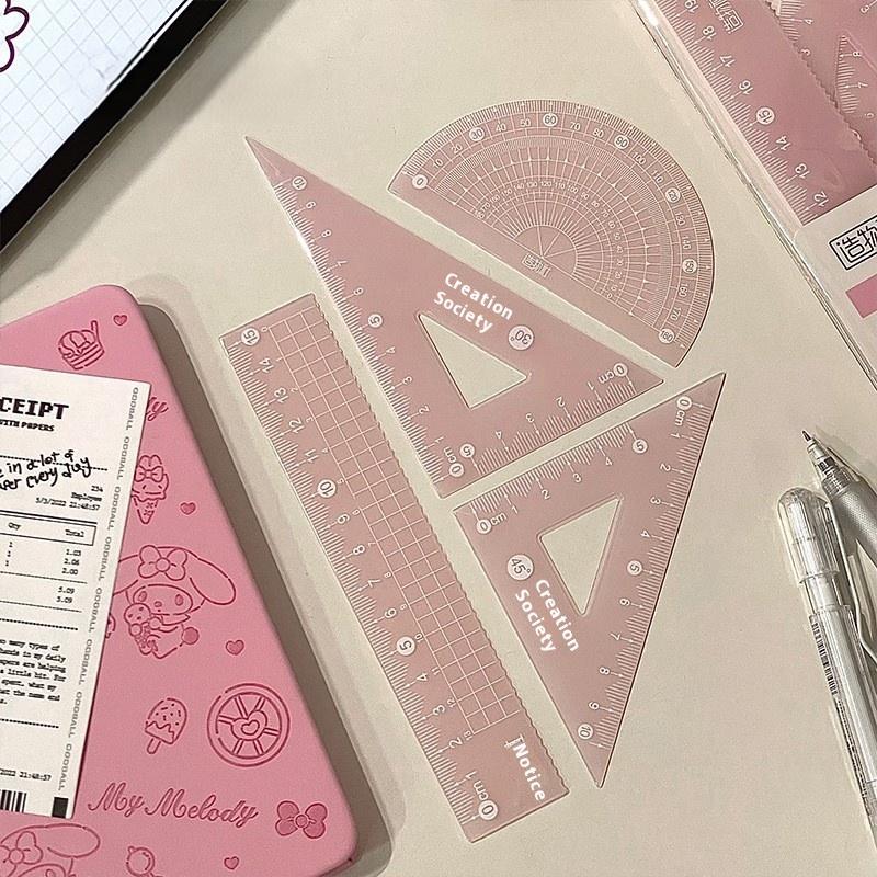 Ruler Set Transparent - 4개/세트 투명 측정자 학생 선물 15CM