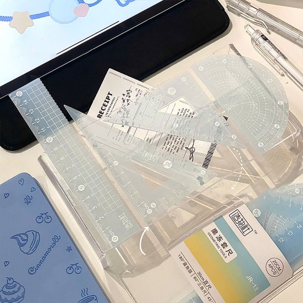 Ruler Set Transparent - 4 개/대 다기능 15/20CM 젤리 눈금자