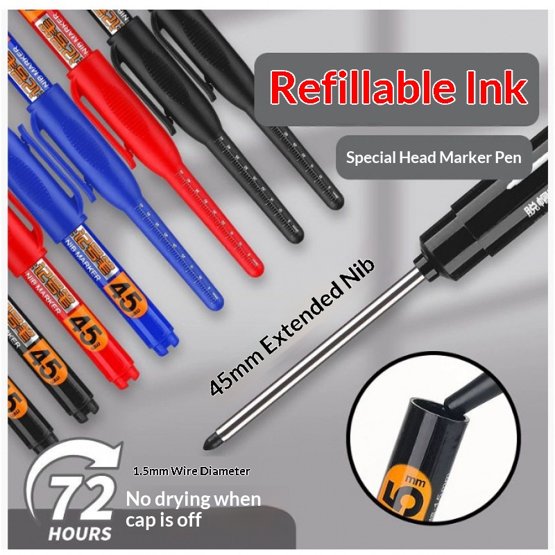 Whiteboard Marker Set - 12/2개입 45mm 딥홀 마커 펜 롱