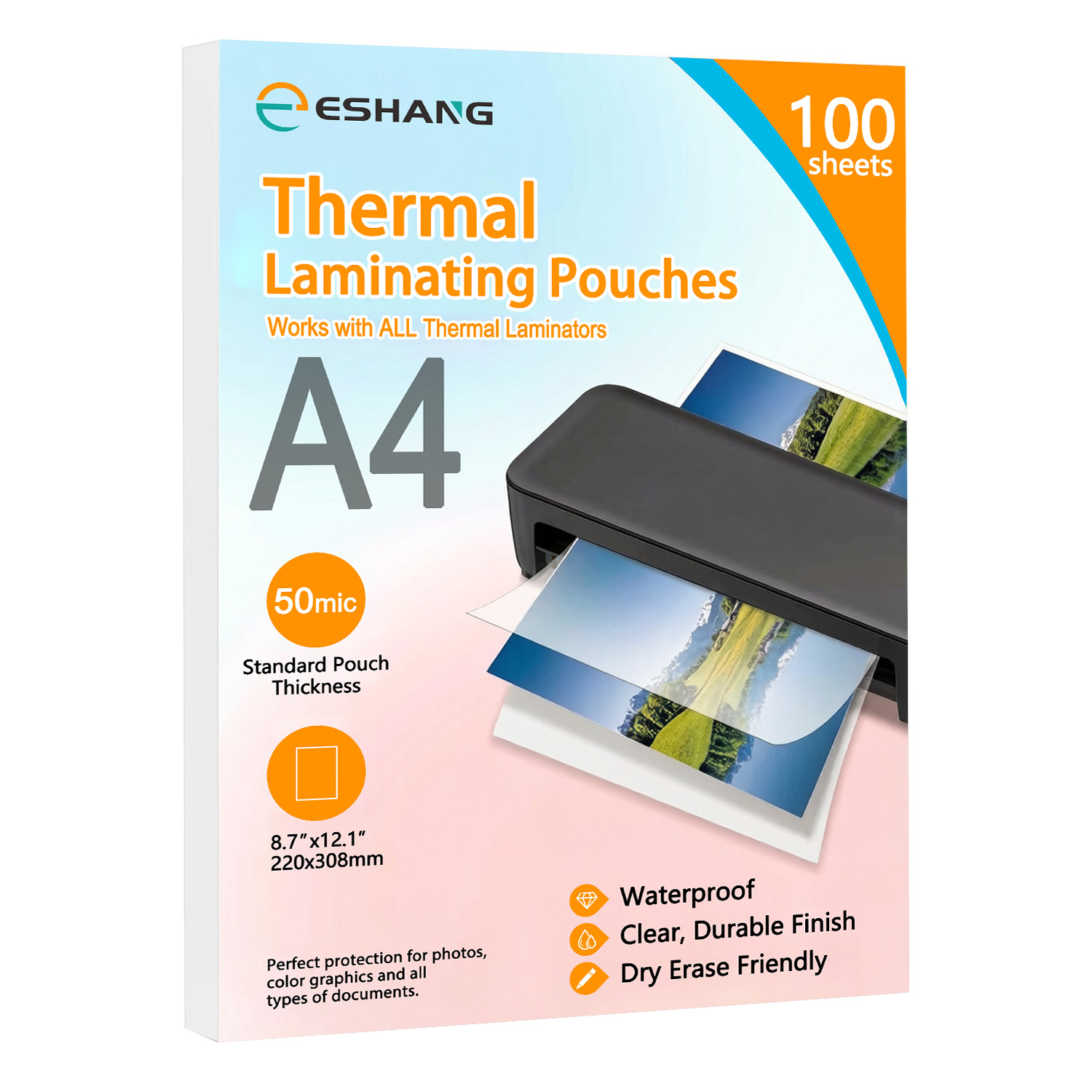 Document Laminator Pouch - 에샹 A4 라미네이팅 슬리브, 8.7x12.1인치 100매,