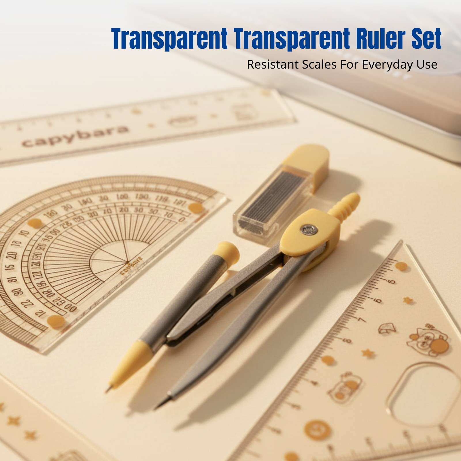Ruler Set Transparent - 학생용 자 세트, 만화 테마, 투명,