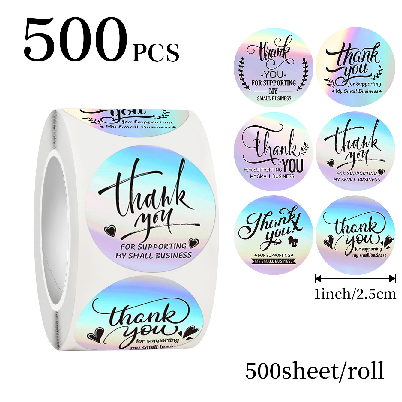 JCAC 500개/롤 1인치 홀로그램 감사 스티커, 자 - Sticker Label Roll 리뷰 및 가격