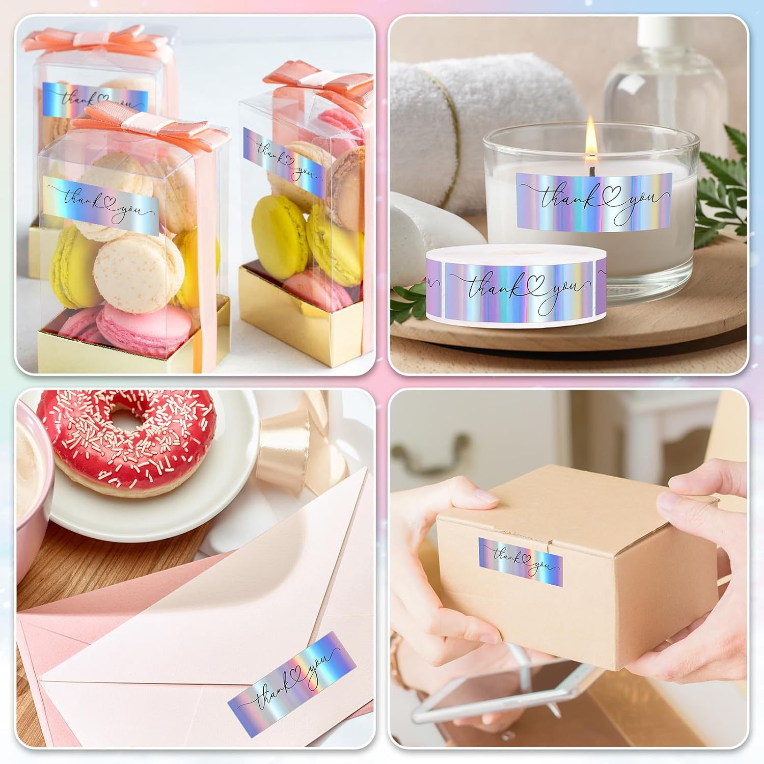 JCAC 120개/롤 3인치 금박 & 홀로그램 감사 스 - Sticker Label Roll 리뷰 및 가격