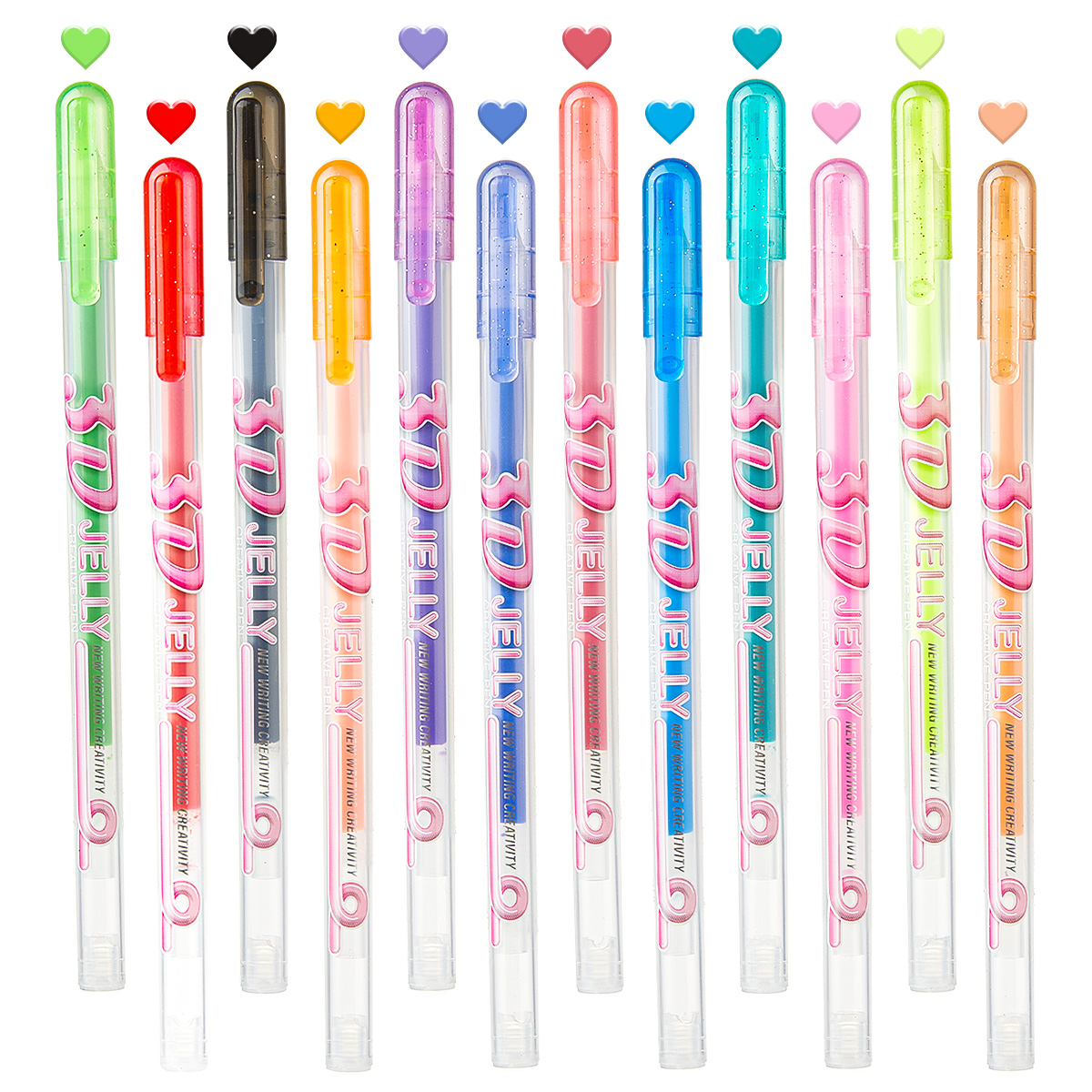 샨즈 12색 3D 젤리 젤 펜 세트, 1.0mm 굵은  - Gel Ink Pen Set 리뷰 및 가격