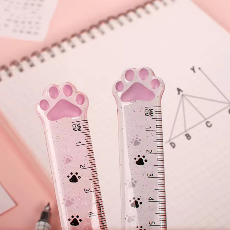 1Pcs 고양이 발 디자인 눈금자 측정 그리기 기능 학 - Ruler Set Transparent 리뷰 및 가격