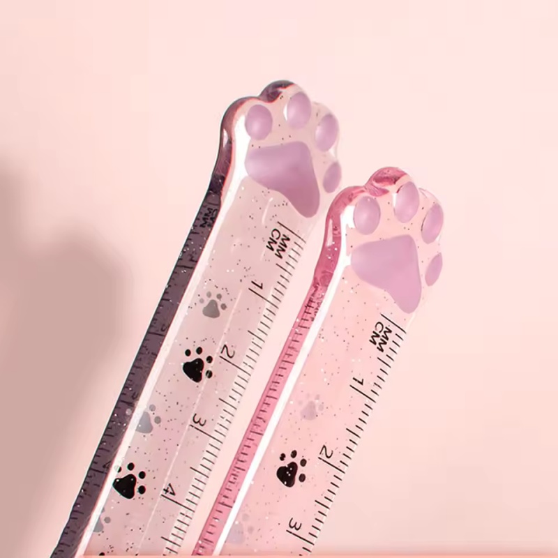 1Pcs 고양이 발 디자인 눈금자 측정 그리기 기능 학 - Ruler Set Transparent 리뷰 및 가격