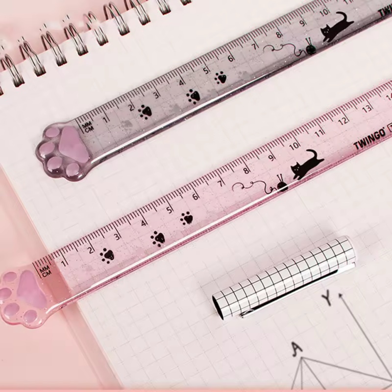 1Pcs 고양이 발 디자인 눈금자 측정 그리기 기능 학 - Ruler Set Transparent 리뷰 및 가격