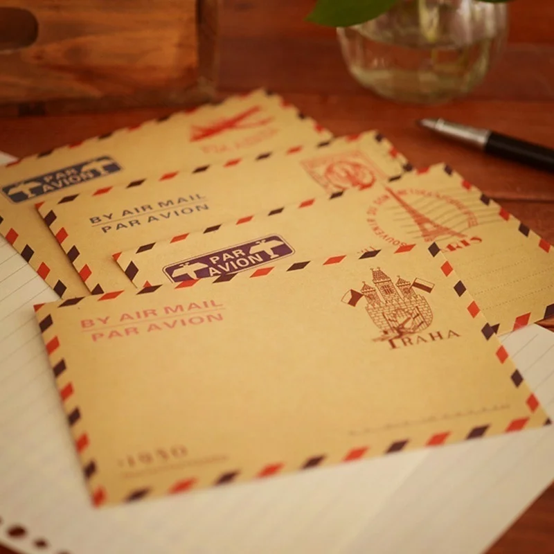 10pcs 9.7*7.5cm 레트로 인기있는 봉투 엽서 - Letter Envelope Kraft 리뷰 및 가격