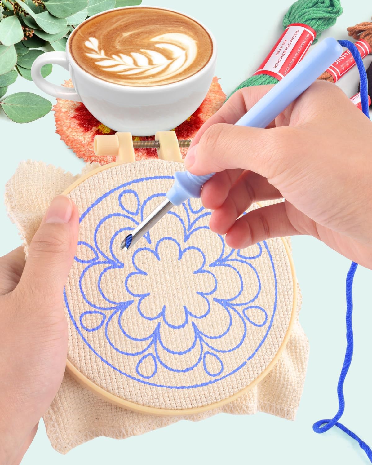 6pcs 펀치 바늘 자수 키트 DIY 스티치 컵 받침  - Graph Paper Pad 리뷰 및 가격