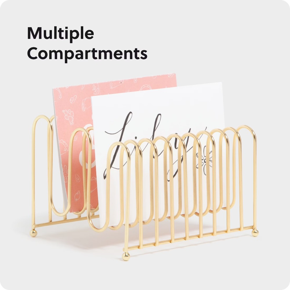 골드 색상의 벤트 와이어 데스크 오거나이저, 서류 정리 - Is Stationery Office Supply 리뷰 및 가격