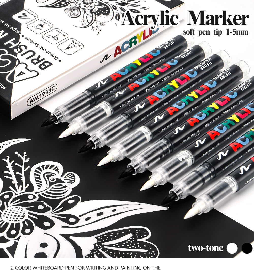12 색 아크릴 페인트 펜 세트 블랙/화이트/골드/실버 - Whiteboard Marker Set 리뷰 및 가격