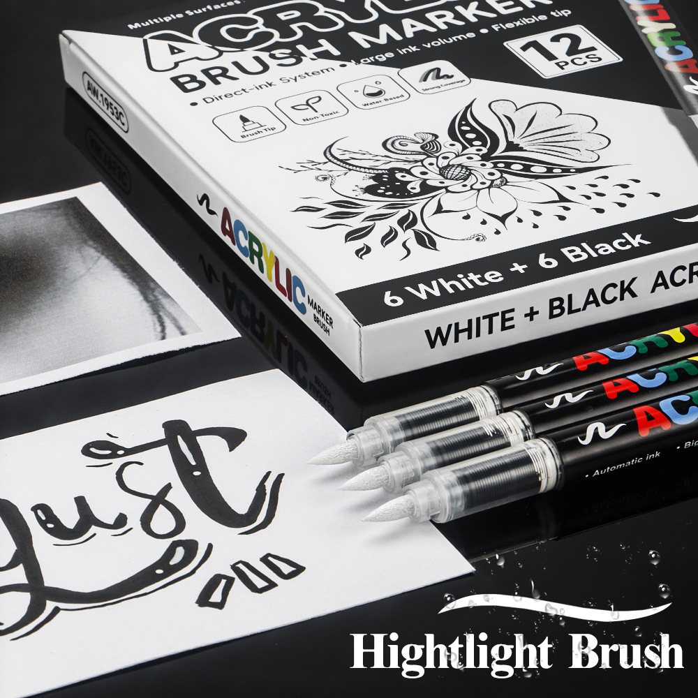 12 색 아크릴 페인트 펜 세트 블랙/화이트/골드/실버 - Whiteboard Marker Set 리뷰 및 가격
