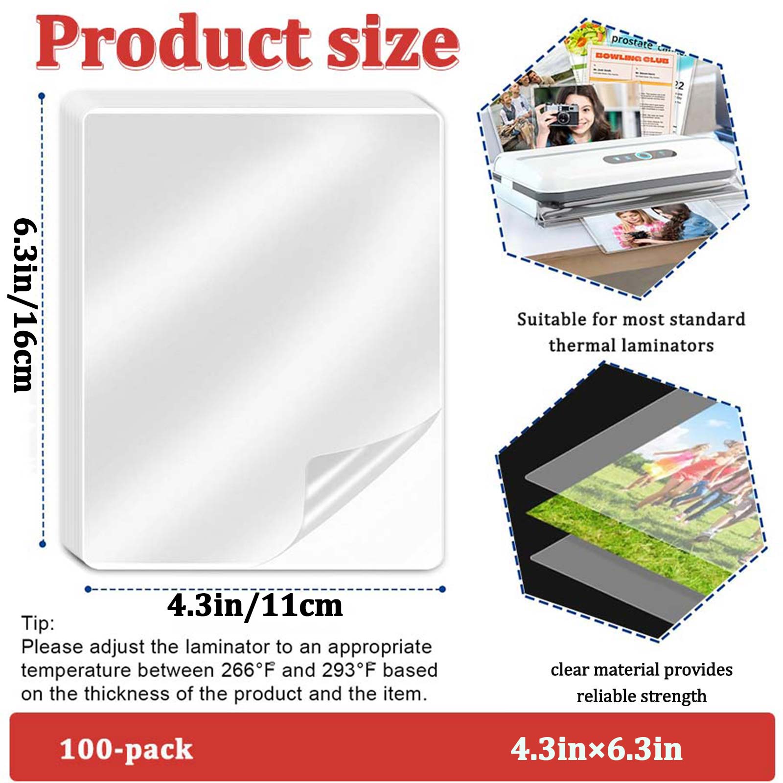 100매 4.3×6.3인치 열 라미네이팅 파우치, 투명 - Document Laminator Pouch 리뷰 및 가격