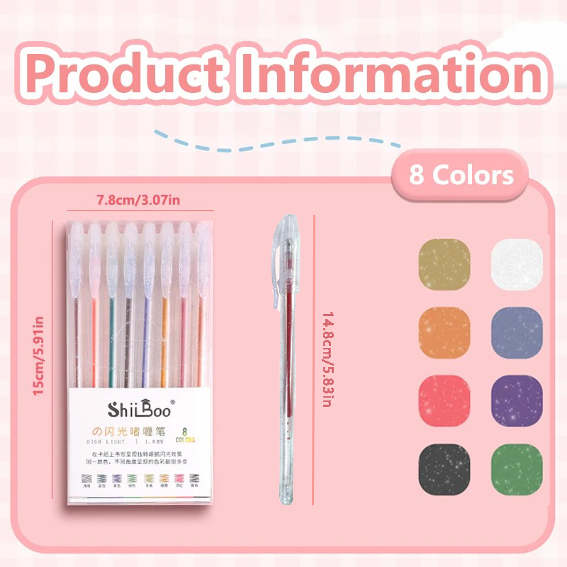 8-60색 글리터 젤 펜 세트, 1mm 불렛 팁, 쉬머 - Gel Ink Pen Set 리뷰 및 가격